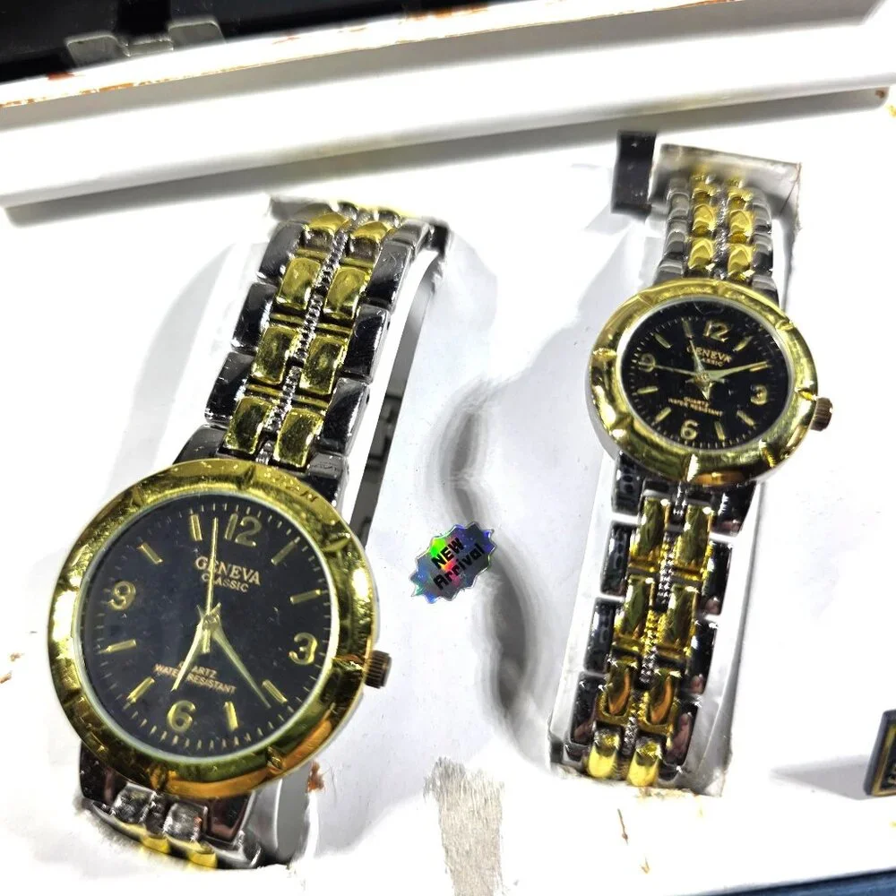 Watch Set Geneva Classic His & Hers Gold tone Silver tone In Original Box